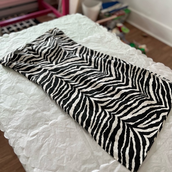 EUC VTG 90s L zebra stripe strapless dresss cotton/lycra side slits - Picture 10 of 16